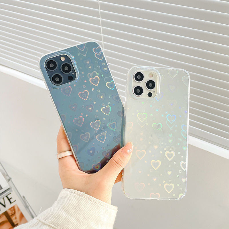 Laser Colorful Love For Double-sided Coated Silicone Phone Case